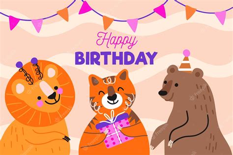 Free Vector | Hand drawn birthday background with animals