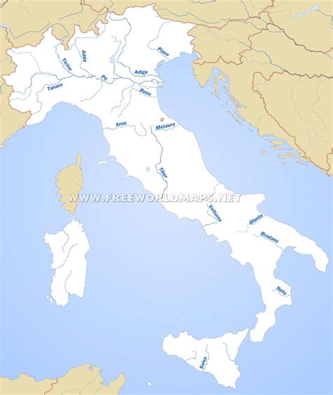 Map Of Italy With Rivers – Map Vector