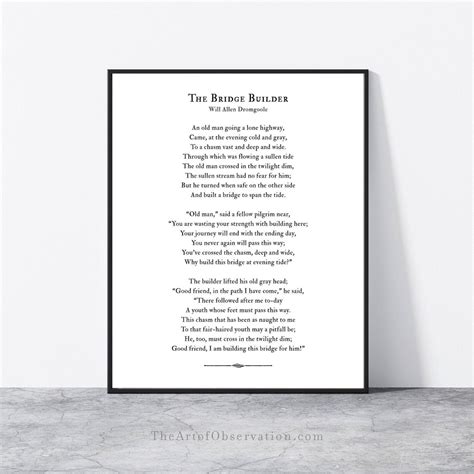 The Bridge Builder Poem Art Print Father's Day Gift Meaningful Dad Gift ...