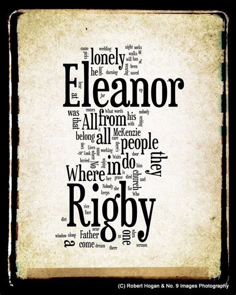 Eleanor Rigby Lyrics - The Beatles Word Art - Word Cloud Art Print 11x14 - Gift Idea. $25.00 ...