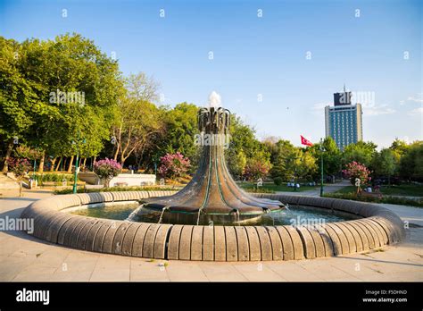 Fountain in Taksim Gezi Park is an urban park next to Taksim Square in ...