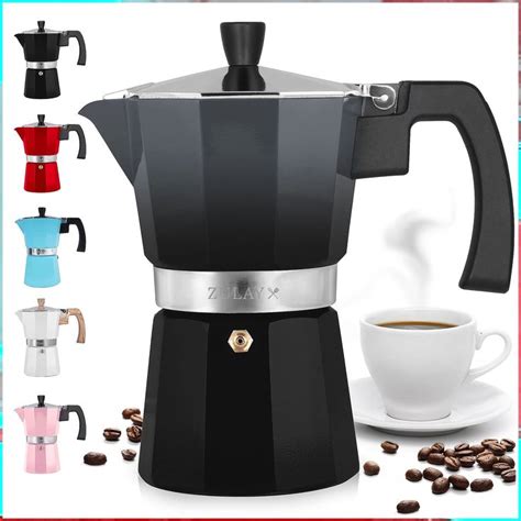 Zulay Kitchen Stovetop Espresso Maker - Moka Pot 3 Espresso Cups ...