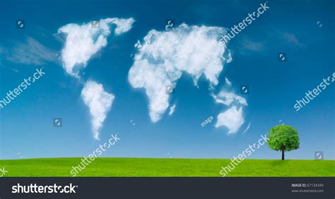 World Map Shaped Clouds Stock Photo 67134349 : Shutterstock