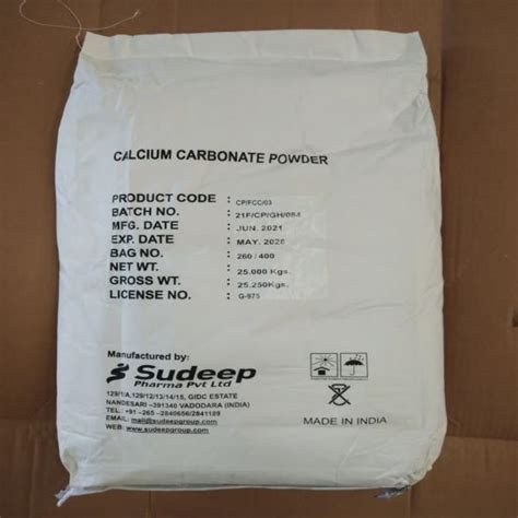 CALCIUM CARBONATE POWDER (FOOD GRADE)/ SUDEEP PHARMA PVT. LTD./ INDIA | สำนักงานคณะกรรมการกลาง ...