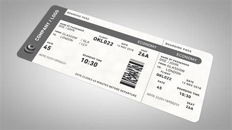 3d model flight ticket