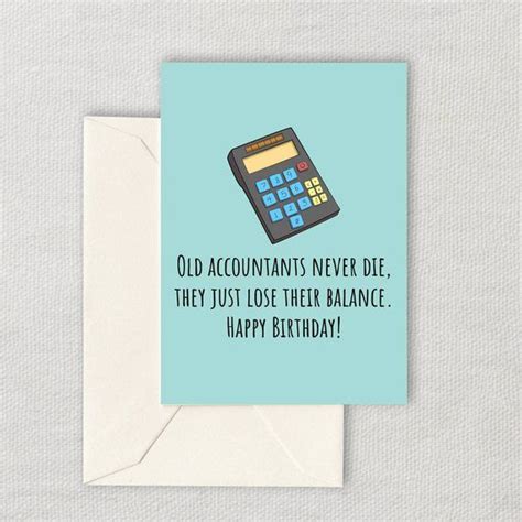 Funny Accountant Birthday Card Printable Accountant Birthday Card Old Accountants Never Die ...