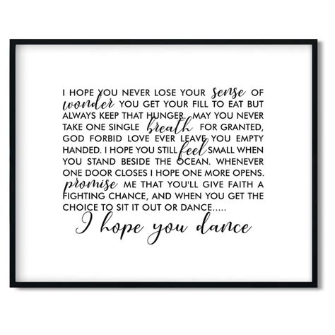 I Hope You Dance Lee Ann Womack, Song Lyrics, Dancer Quote, Digital Download, Song Print, I Hope ...