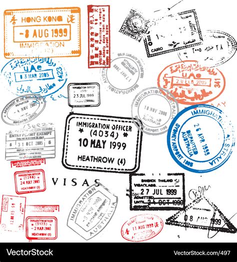 Passport stamps Royalty Free Vector Image - VectorStock