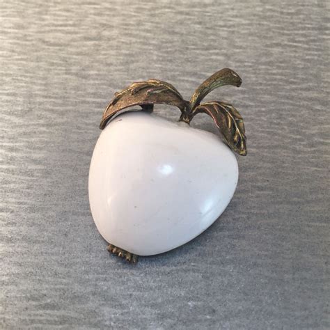 Enamel Apple Brooch, White Apple Pin, Special Teachers Gift, Vintage jewelry by ravished on Etsy ...