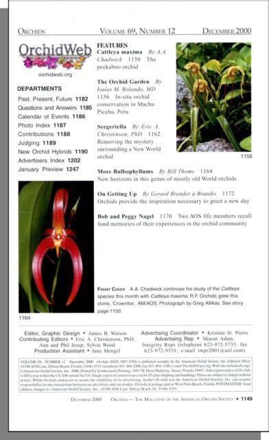 Orchids: The Magazine of The American Orchid Society - 2000, December ...