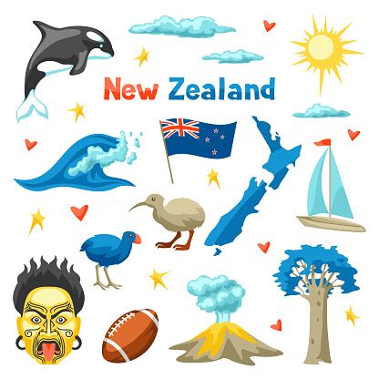 New Zealand Cultural Elements Illustration Vector Download