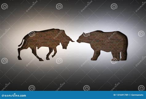 Applique of the Symbols of a Bull and Bear Used in the Stock Market. 3D ...