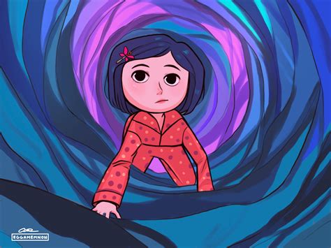 Coraline in tunnel | Drawings, Creepy movies, Coraline art