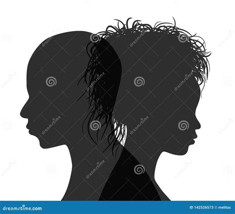 African American Couple Profile Silhouette Isolated. Vector Stock ...