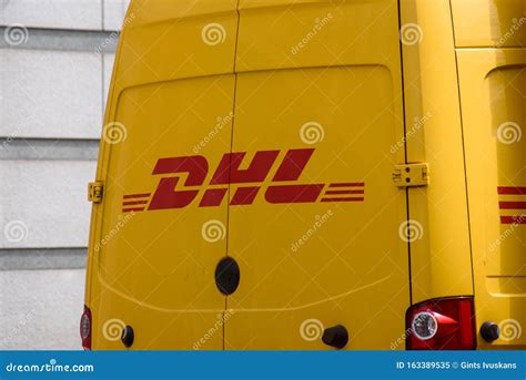 DHL logo on van. editorial image. Image of german, logo - 163389535