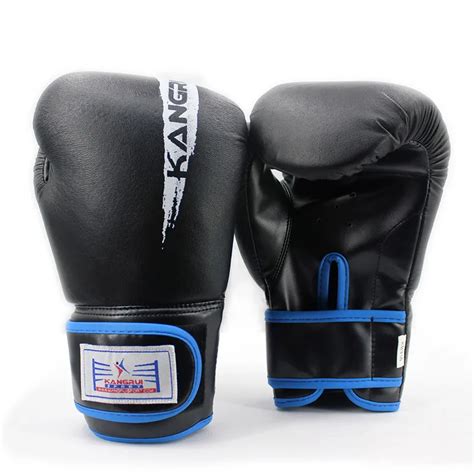 Men black punch leather kick boxing gloves high quality brand bag sanda ...