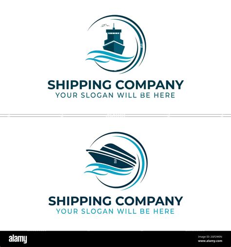 Shipping company with ship wave water sea logo design Stock Vector ...