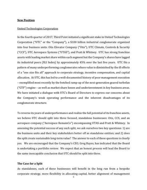 Third Point (Dan Loeb) Q1 2018 Investor Letter (NYSE:UTX) | Seeking Alpha