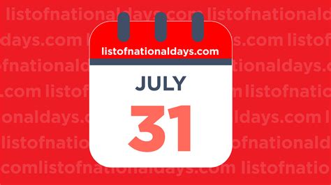 July 31st: National Holidays,Observances and Famous Birthdays