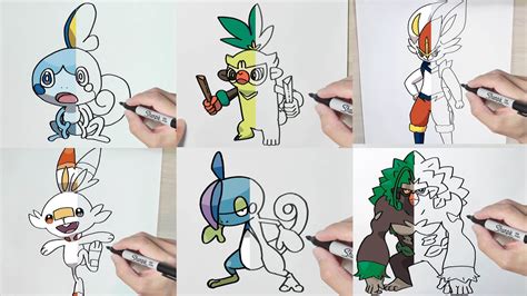 Galar Starter 9 Pokemon | Speed Drawing - YouTube