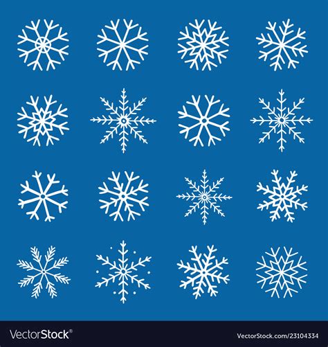 Winter hand drawn set of white snowflakes Vector Image