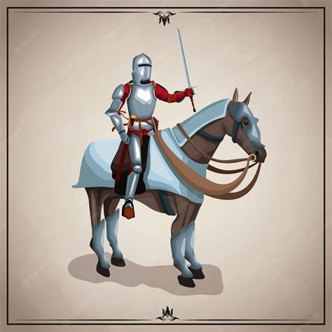 Premium Vector | Medieval warrior with horse