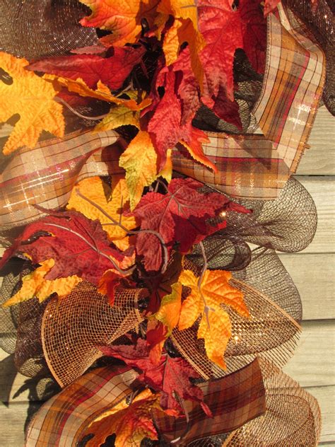 10' Fall Garland Fall Leaf Garland Fall Deco Mesh Garland | Etsy