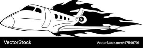 Airplane sketch black and white Royalty Free Vector Image