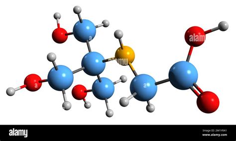 3D image of Tricine skeletal formula - molecular chemical structure of buffering agent isolated ...