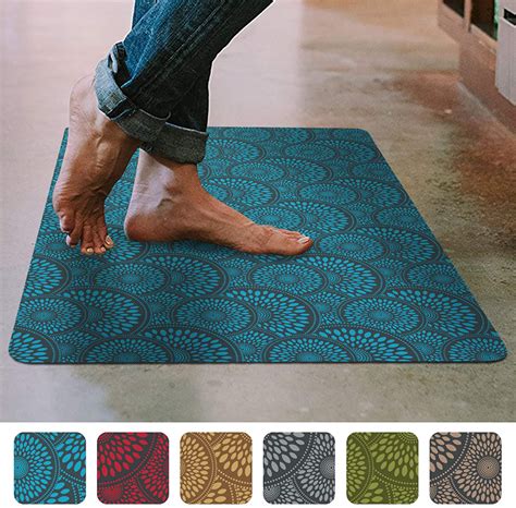 AmazonSmile: Shape28 Floor Mat Ultra-Thin Kitchen Rug with Non Slip Rubber Backing 35”x23”, Blue ...