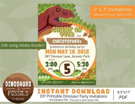 Dinosaur Birthday Invitations Dinosaur Invitation Dinosaur | Etsy | Dinosaur invitations ...