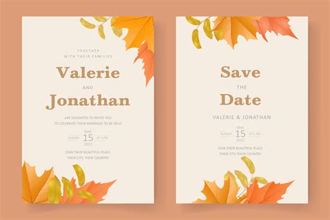 Invitation Design with Autumn Leaves Graphic by CLton Studio Graphic ...