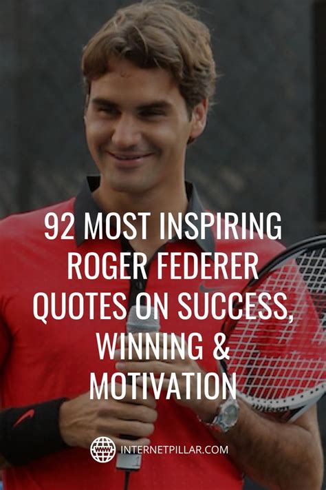 a man holding a tennis racquet with the words, 92 most inspired roger ...