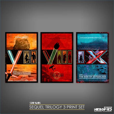 Star Wars Sequel Trilogy Set of 3 Art Prints by Herofied / the - Etsy UK