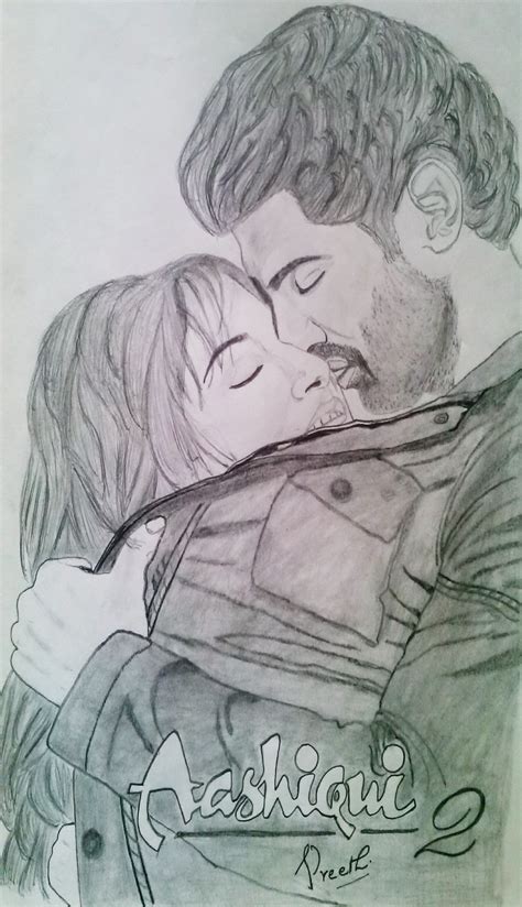 Pencil Sketch Of Aashiqui 2 Poster - Desi Painters