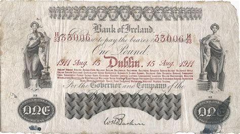 Early Irish Banknotes: 1911 Bank of Ireland (Thirteenth Issue), Type 1 ...