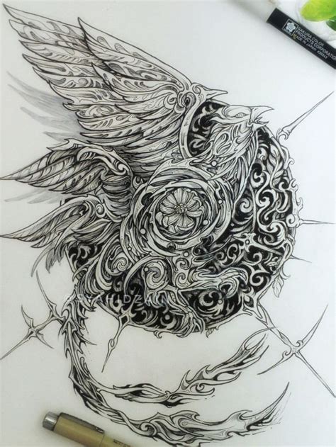 Thunder bird pen and ink drawing by Syahid Zain | Ink pen drawings ...