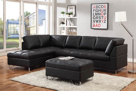 Modern Black Sectional | Contemporary living room furniture, Sectional ...