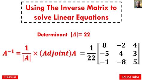 Inverse Matrix to solve a system of linear simultaneous equations. - YouTube