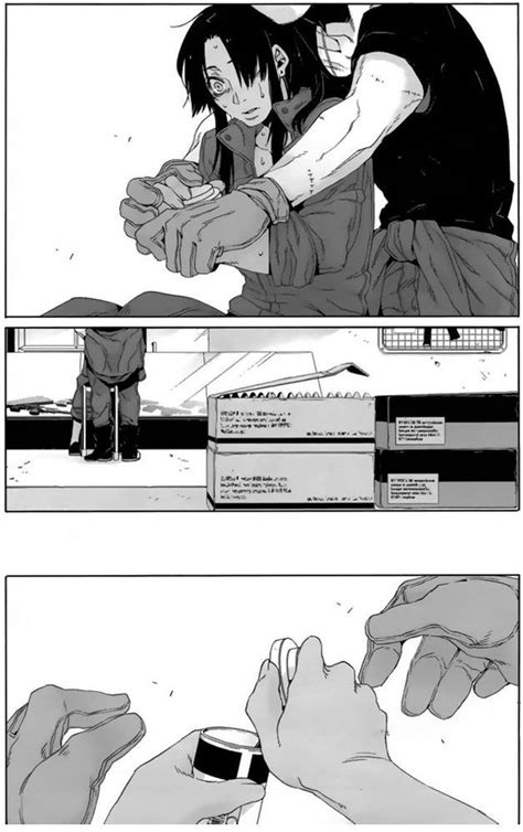 an anime story page with two people touching each other's hands, and one person holding