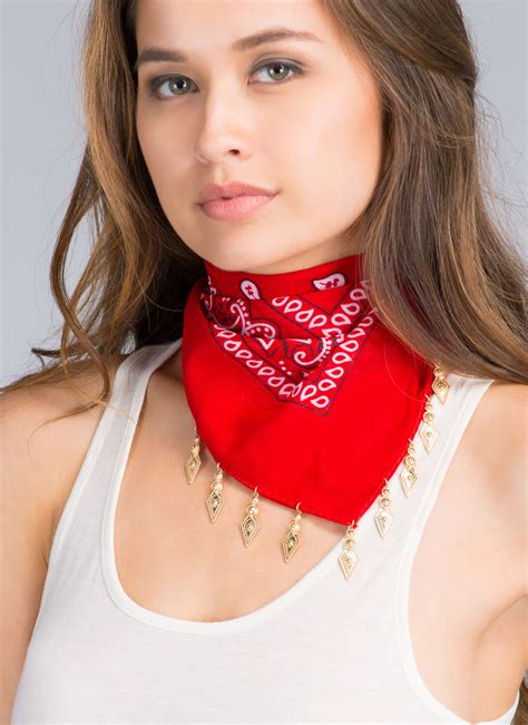 Join The Bandana Scarf Necklace RED BLACK | Scarf necklace, Bandana scarf, Bandana