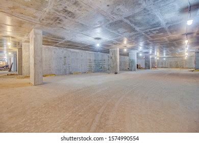 Underground Parking Construction Phase Empty Garage Stock Photo ...