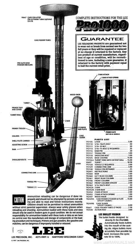 Lee Pro1000 Instructions