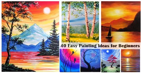 40 Easy Acrylic Painting Ideas for Beginners, Easy Landscape Painting – artworkcanvas