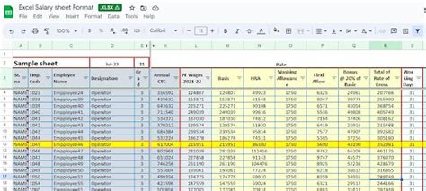 Salary Sheet Excel Template