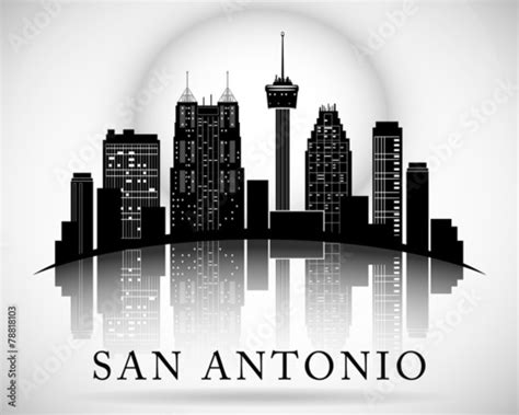 San Antonio Texas city skyline silhouette Stock Vector | Adobe Stock