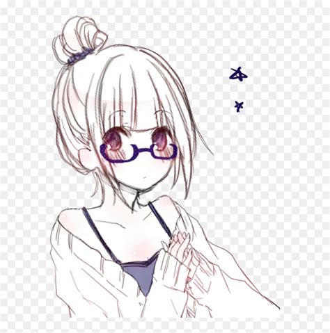 Girl With Glasses Sketch Anime