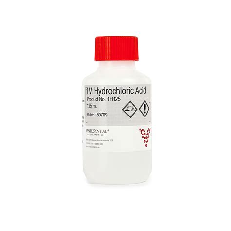 Hydrochloric acid, 1M, 125mL | Vintessential Wine Laboratories