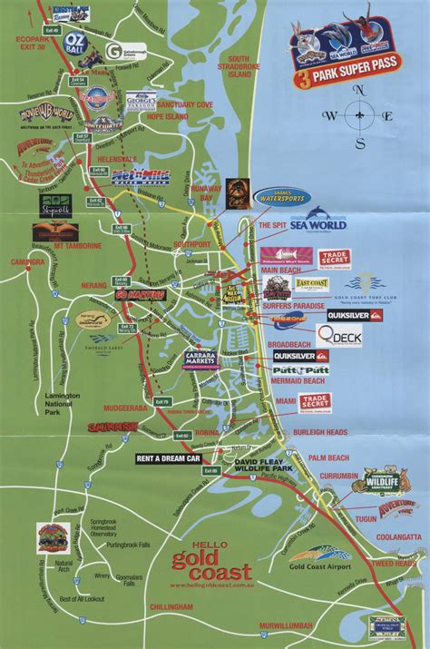 Gold Coast Attractions Map | High Quality Maps of Gold Coast Attractions