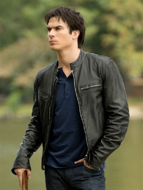 Damon Salvatore Stylish Black Leather Jacket